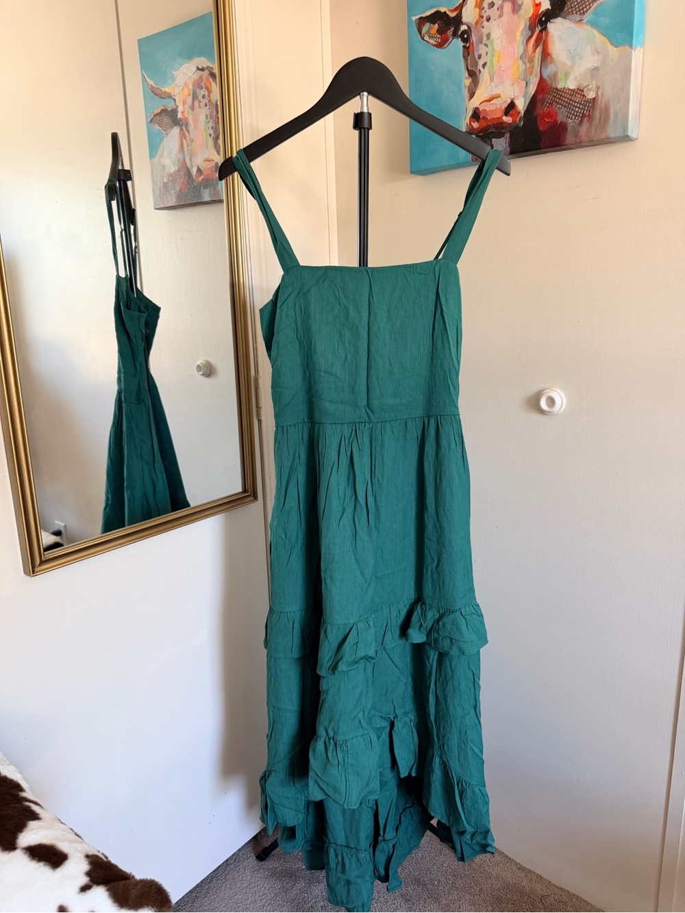 Trixxi Emerald Green Off Shoulder Flowy Dress Size Medium